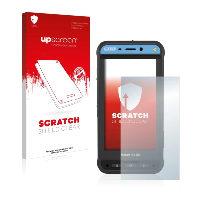 Front side of a product packaging with the brand logo upscreen. Next to it is the device Ecom Smart-Ex 02 DZ1 shown with the c