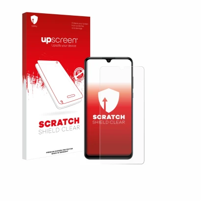 Front side of a product packaging with the brand logo upscreen. Next to it is the device Huawei P30 lite New Edition shown wit