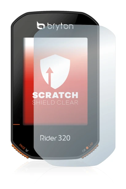 Image of the device Bryton Rider 320 with a wide variety of screen protectors.