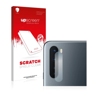 Front side of a product packaging with the brand logo upscreen. Next to it is the device OnePlus Nord (ONLY Camera Lens) shown