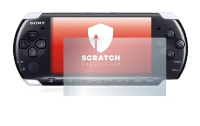 Image of the device Sony PSP 3003 with a wide variety of screen protectors.