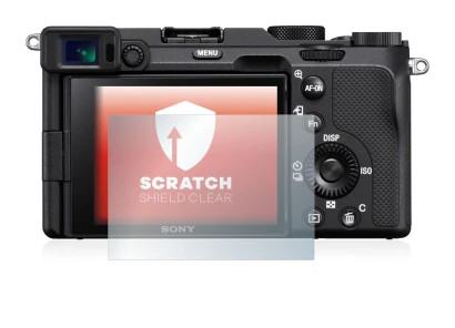 Image of the device Sony A7C with a wide variety of screen protectors.