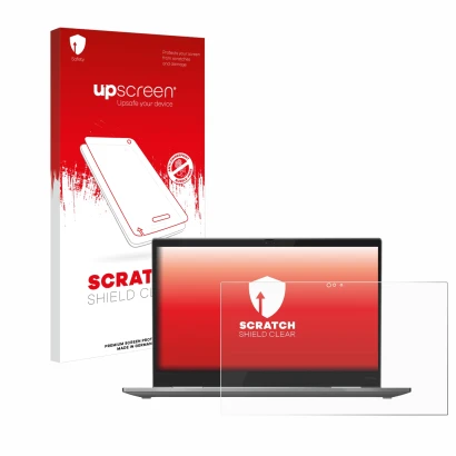 Front side of a product packaging with the brand logo upscreen. Next to it is the device Lenovo ThinkPad X1 Yoga (5th. Gen.) s