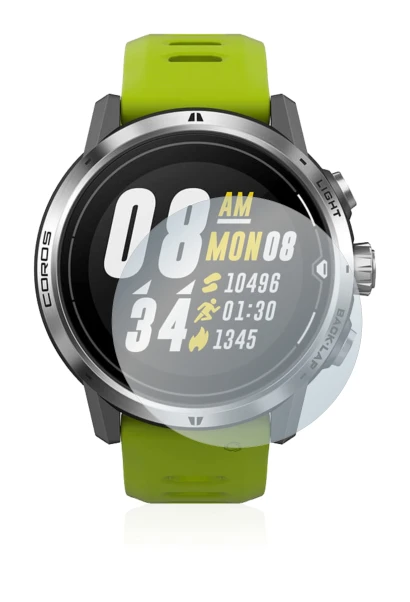 Image of the device Coros Apex Pro with a wide variety of screen protectors.