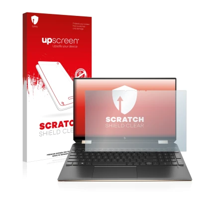 Front side of a product packaging with the brand logo upscreen. Next to it is the device HP Spectre x360 (15-eb) (359.9 mm x 2