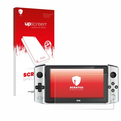 Front side of a product packaging with the brand logo upscreen. Next to it is the device GPD Win 3 shown with the correspondin