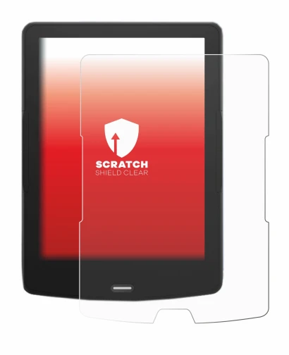 Image of the device inkBOOK Calypso Plus with a wide variety of screen protectors.