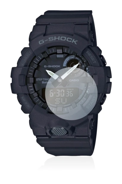 Image of the device Casio G-Shock GBA800 with a wide variety of screen protectors.