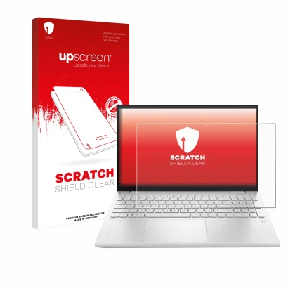 Front side of a product packaging with the brand logo upscreen. Next to it is the device HP Pavilion x360 (15-erX) shown with