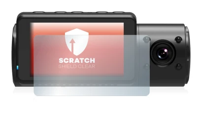 Image of the device Vantrue N4 with a wide variety of screen protectors.