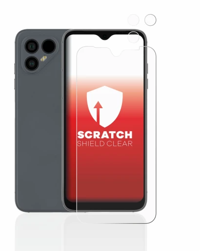 Image of the device Fairphone 4 (Front+Camera) with a wide variety of screen protectors.