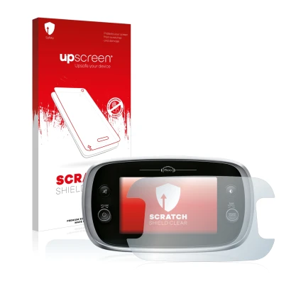 Front side of a product packaging with the brand logo upscreen. Next to it is the device Fiat 500X Uconnect 7