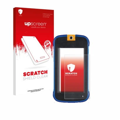 Front side of a product packaging with the brand logo upscreen. Next to it is the device Vtech Kidicom Max 3.0 shown with the 