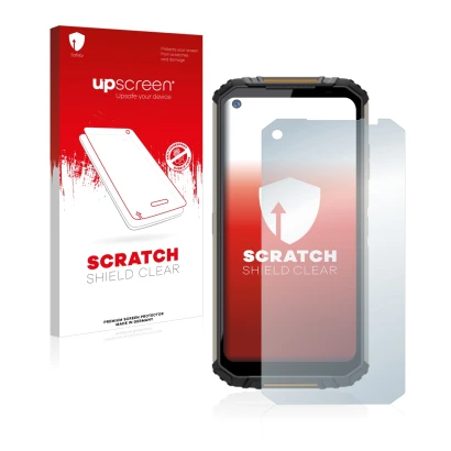 Front side of a product packaging with the brand logo upscreen. Next to it is the device Oukitel WP16 shown with the correspon