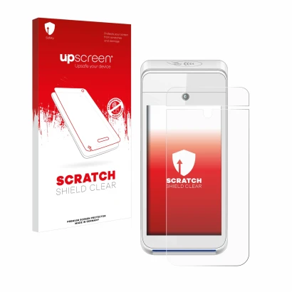 Front side of a product packaging with the brand logo upscreen. Next to it is the device Pax A920 shown with the corresponding