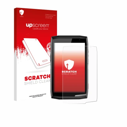 Front side of a product packaging with the brand logo upscreen. Next to it is the device Crosscall Core T5 shown with the corr
