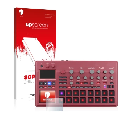 Front side of a product packaging with the brand logo upscreen. Next to it is the device KORG electribe Sampler shown with the