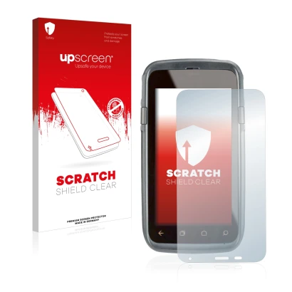 Front side of a product packaging with the brand logo upscreen. Next to it is the device Honeywell Dolphin CT60 XP shown with 