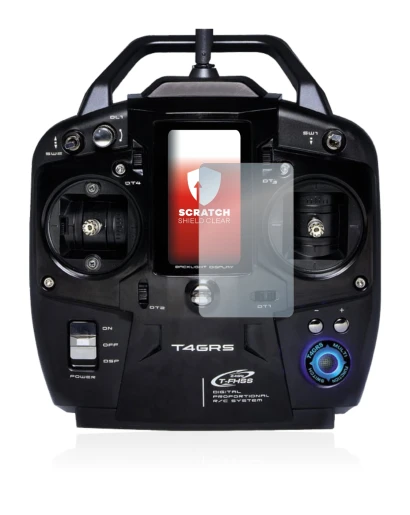 Image of the device Futaba T4GRS with a wide variety of screen protectors.