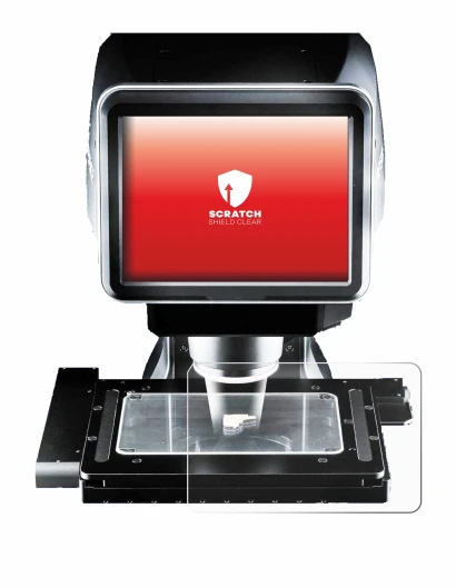 Image of the device Keyence LM-1100 Glass plate with a wide variety of screen protectors.