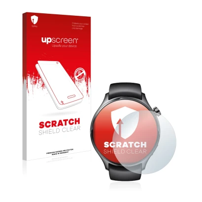 Front side of a product packaging with the brand logo upscreen. Next to it is the device Xiaomi Watch S1 Pro shown with the co
