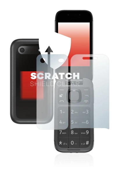 Image of the device Nokia 2660 Flip (Front+Back) with a wide variety of screen protectors.