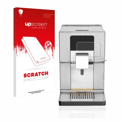 Front side of a product packaging with the brand logo upscreen. Next to it is the device Krups Intuition Experience+ EA877D10