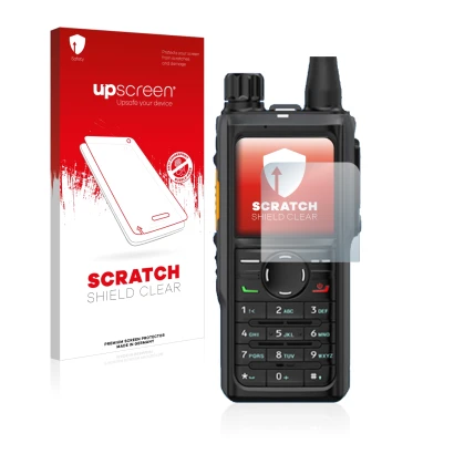 Front side of a product packaging with the brand logo upscreen. Next to it is the device Hytera HP 685 shown with the correspo