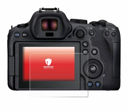 Image of the device Canon EOS R6 Mark II with a wide variety of screen protectors.