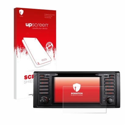 Front side of a product packaging with the brand logo upscreen. Next to it is the device Xtrons IQ7039B shown with the corresp
