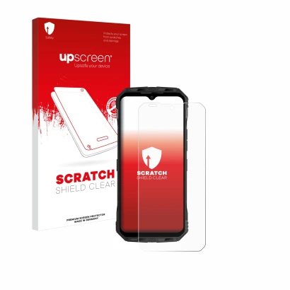 Front side of a product packaging with the brand logo upscreen. Next to it is the device Doogee V30T shown with the correspond