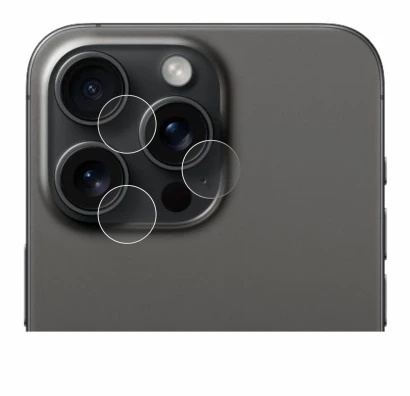 Image of the device Apple iPhone 15 Pro Max (ONLY Camera Lens) with a wide variety of screen protectors.
