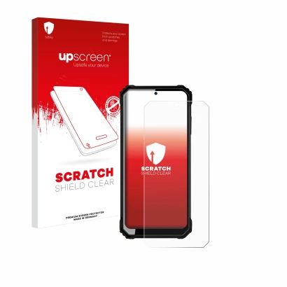 Front side of a product packaging with the brand logo upscreen. Next to it is the device Oukitel WP23 shown with the correspon