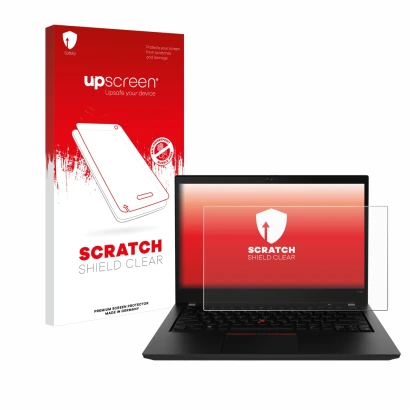 Front side of a product packaging with the brand logo upscreen. Next to it is the device Lenovo ThinkPad P14s Gen 2 shown with