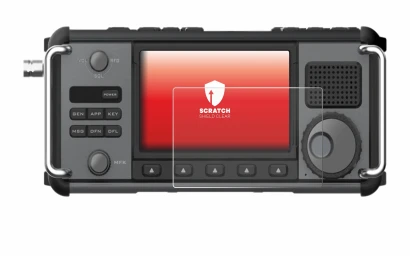 Image of the device Xiegu X6200 with a wide variety of screen protectors.