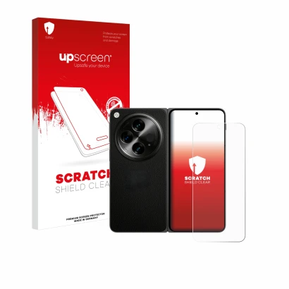 Front side of a product packaging with the brand logo upscreen. Next to it is the device OnePlus Open (case-friendly) shown wi