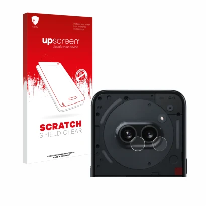 Front side of a product packaging with the brand logo upscreen. Next to it is the device Nothing Phone (2a) (ONLY Camera Lens)
