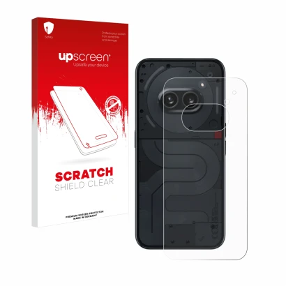 Front side of a product packaging with the brand logo upscreen. Next to it is the device Nothing Phone (2a) (Back) shown with