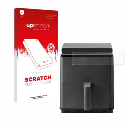Front side of a product packaging with the brand logo upscreen. Next to it is the device Cosori CAF-P583S shown with the corre
