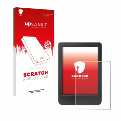 Front side of a product packaging with the brand logo upscreen. Next to it is the device Kobo Clara Colour shown with the corr