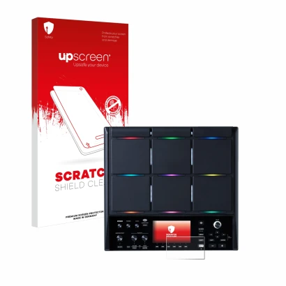 Front side of a product packaging with the brand logo upscreen. Next to it is the device Roland SPD-SX PRO shown with the corr