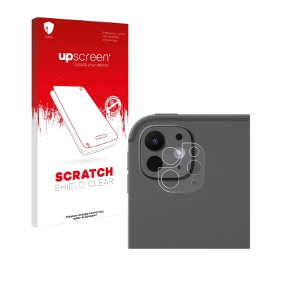 Front side of a product packaging with the brand logo upscreen. Next to it is the device Apple iPad Pro 13" 2024 (ONLY Camera 