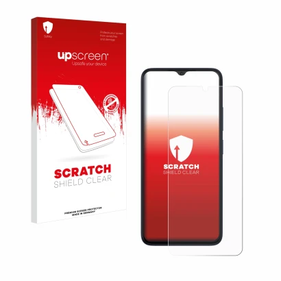 Front side of a product packaging with the brand logo upscreen. Next to it is the device Wiko T20 shown with the corresponding