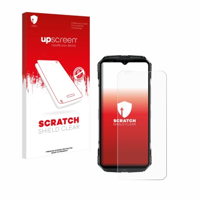Front side of a product packaging with the brand logo upscreen. Next to it is the device Doogee S118 shown with the correspond