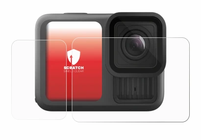 Image of the device GoPro Hero 13 Black with a wide variety of screen protectors.