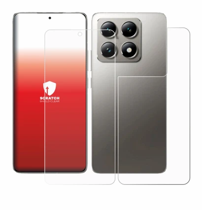 Image of the device Xiaomi 14T Pro (Front+Back) with a wide variety of screen protectors.