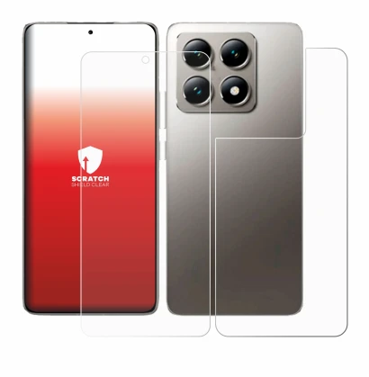 Image of the device Xiaomi 14T (Front+Back) with a wide variety of screen protectors.