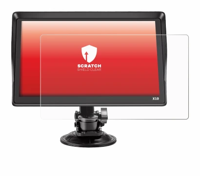 Image of the device Xgody X10 9" with a wide variety of screen protectors.