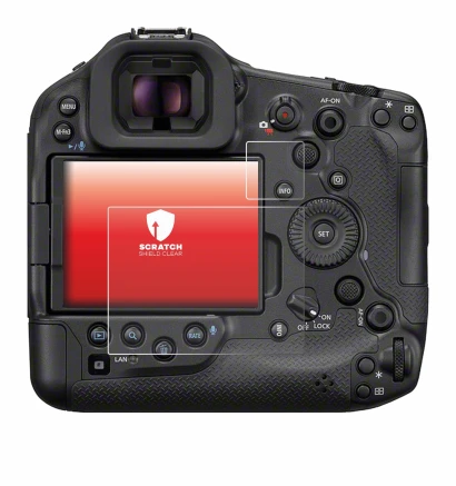 Image of the device Canon EOS R1 with a wide variety of screen protectors.