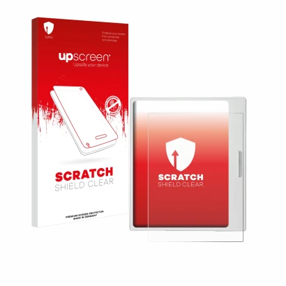 Front side of a product packaging with the brand logo upscreen. Next to it is the device Boox Go Color 7 White Edition shown w